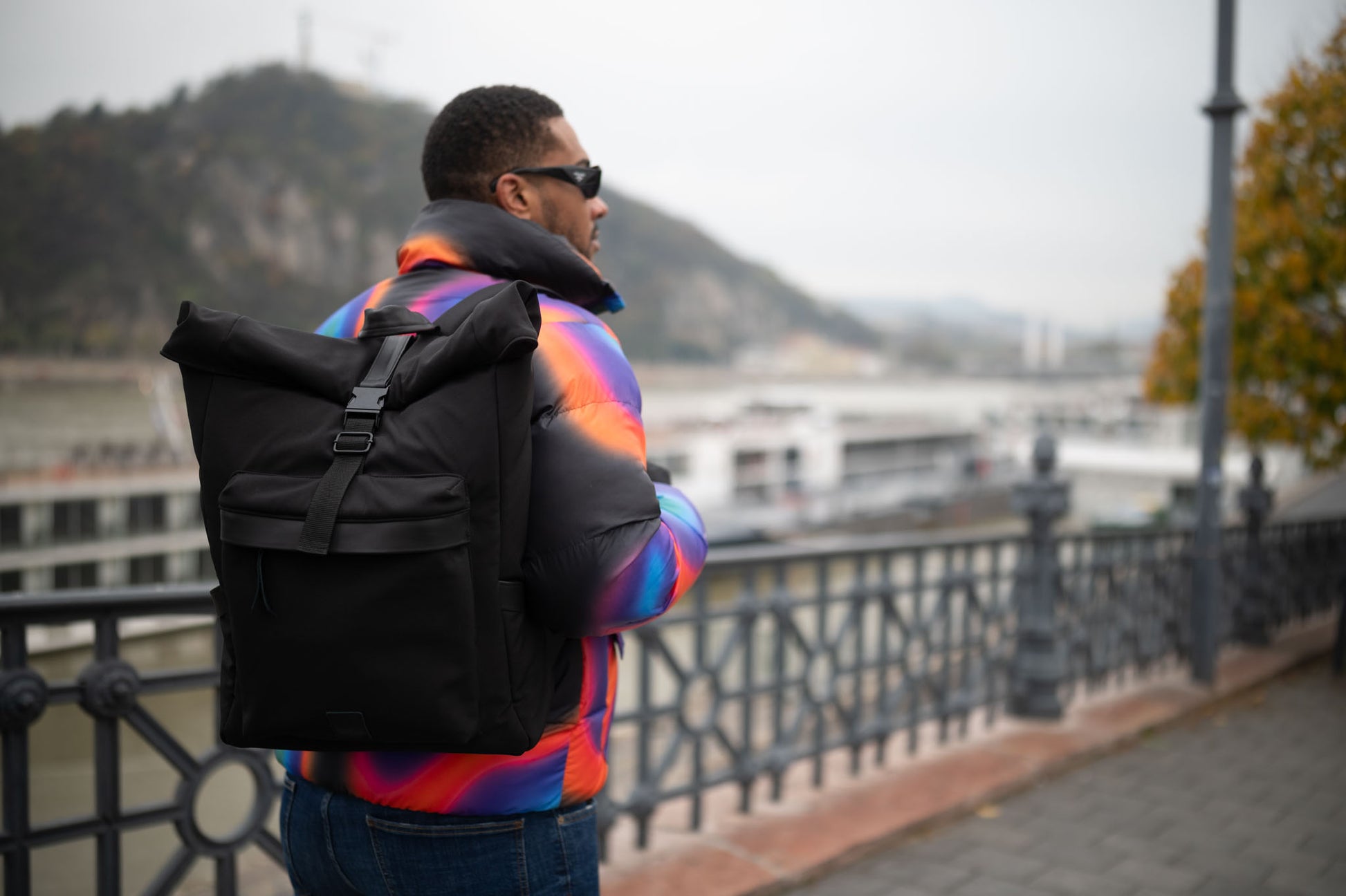 HUNTER Roll Top Backpack-Black - theabags