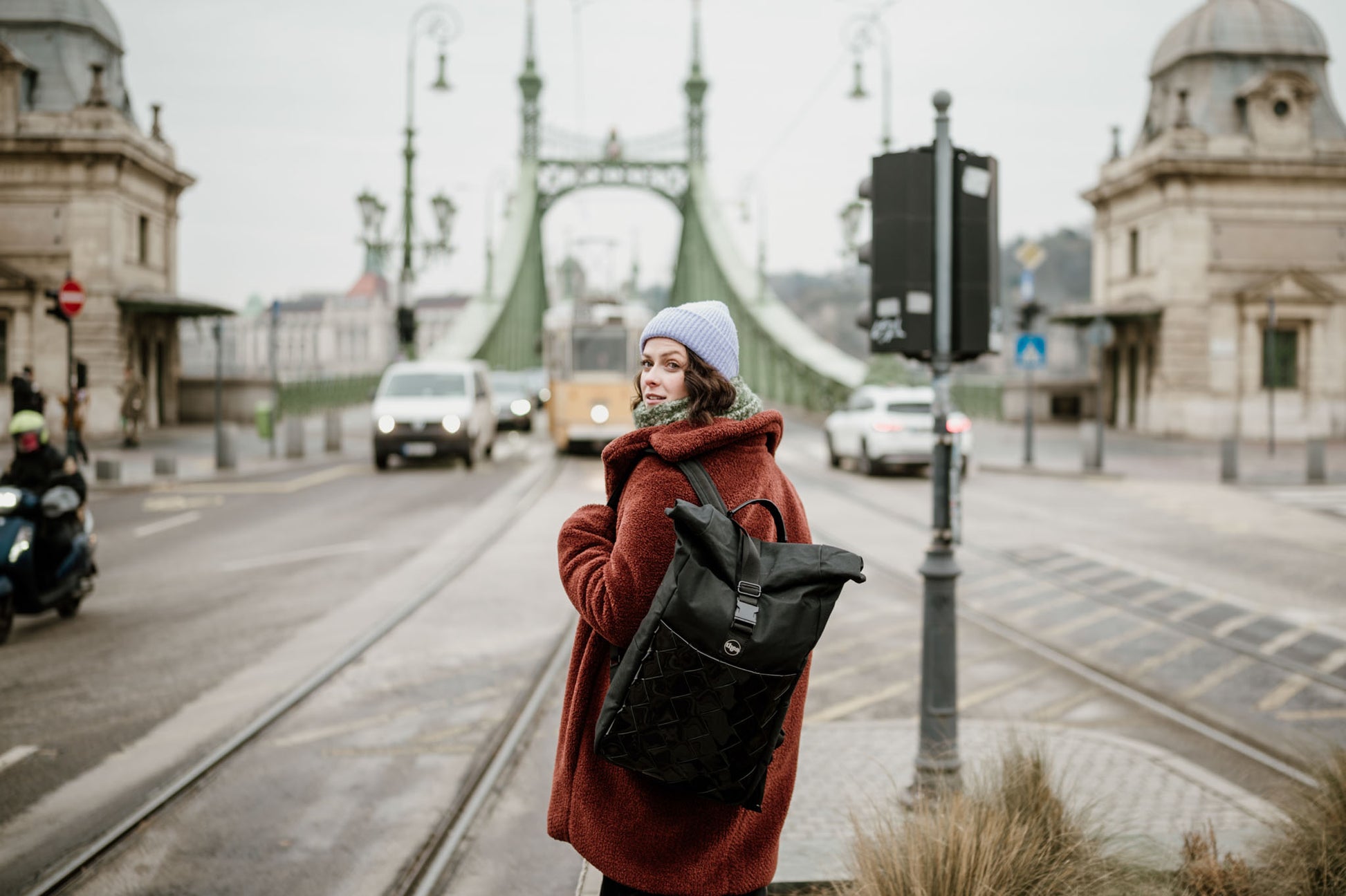 SUMMIT Roll Top Backpack-Black Patent Leather - theabags