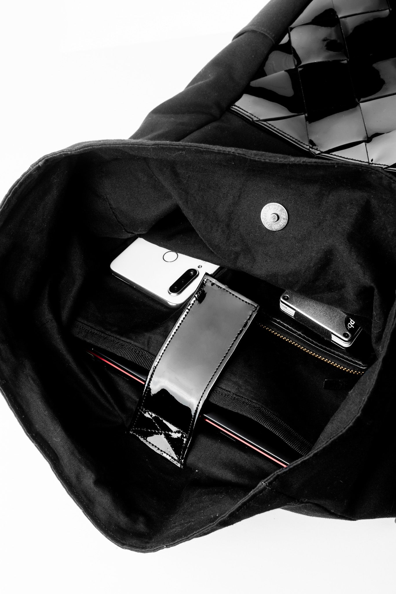 SUMMIT Roll Top Backpack-Black Patent Leather - theabags