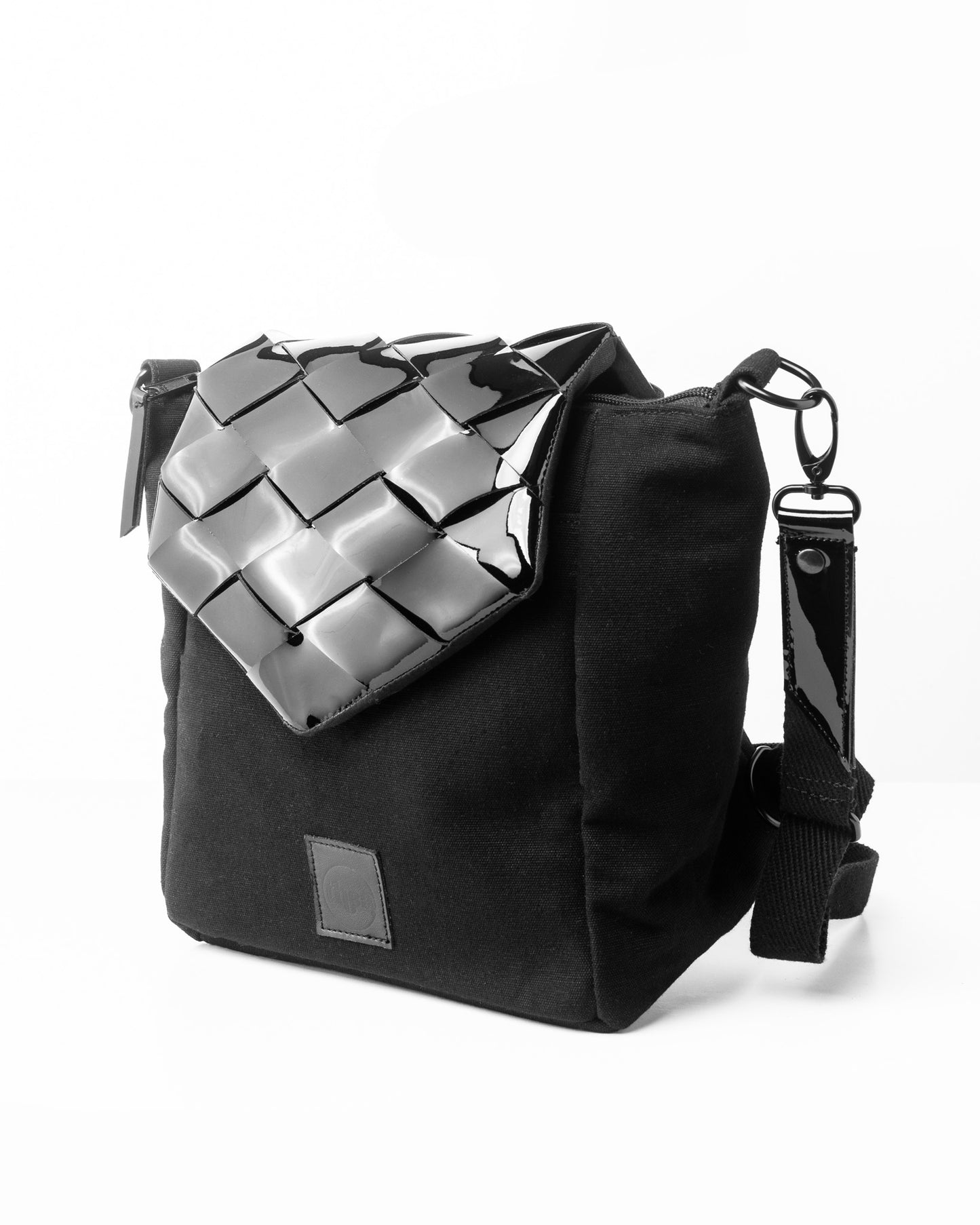 PEAKY Backpack & Shoulder Bag-Black Patent Leather - theabags